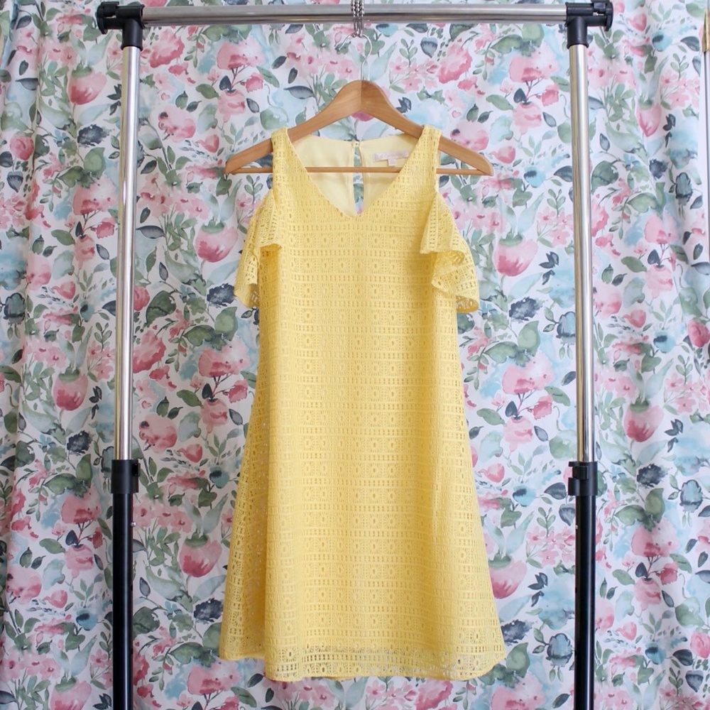detailed, petite yellow dress